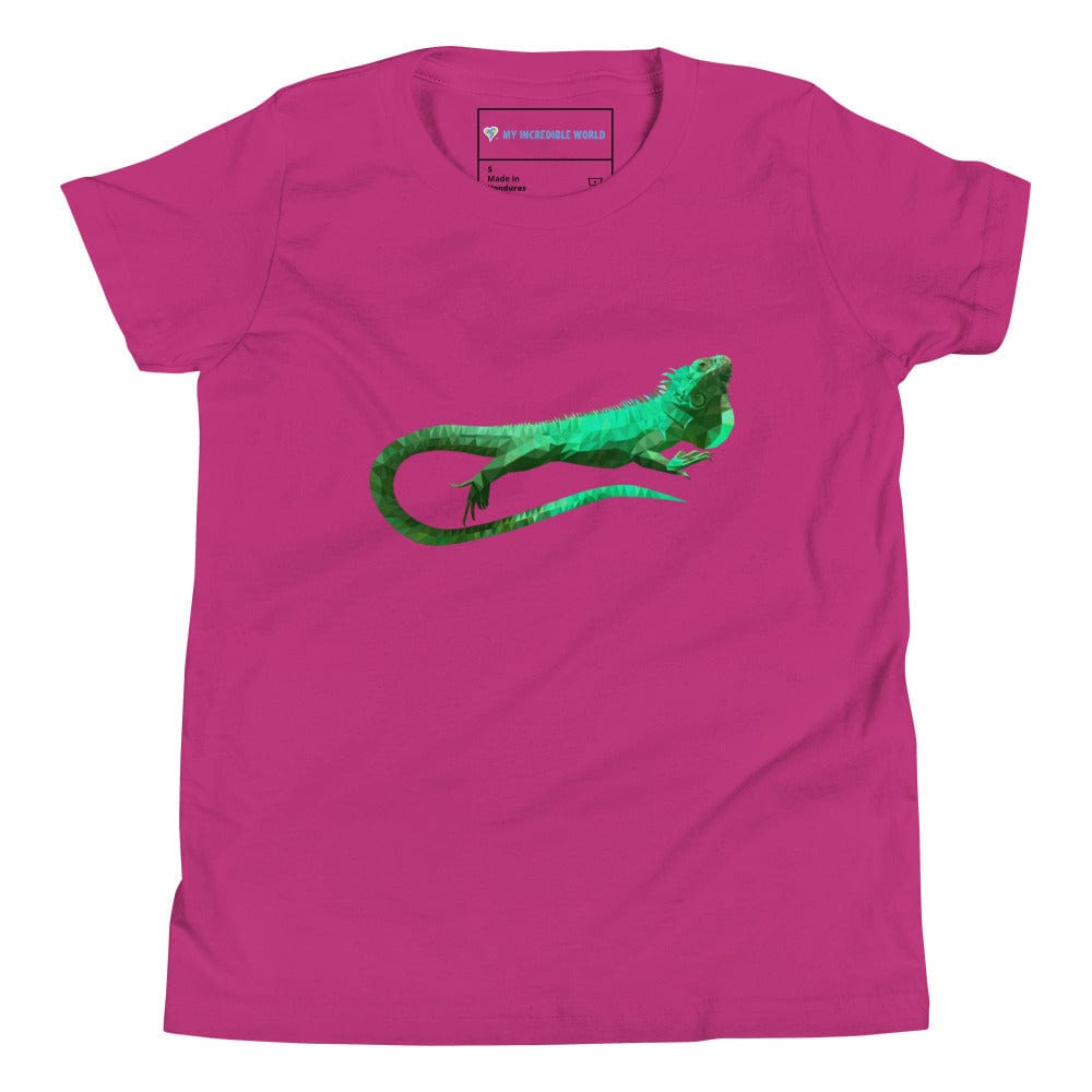 "Low-Poly Iguana" Polygonal Iguana T-Shirt (Youth/Kids) Berry / S