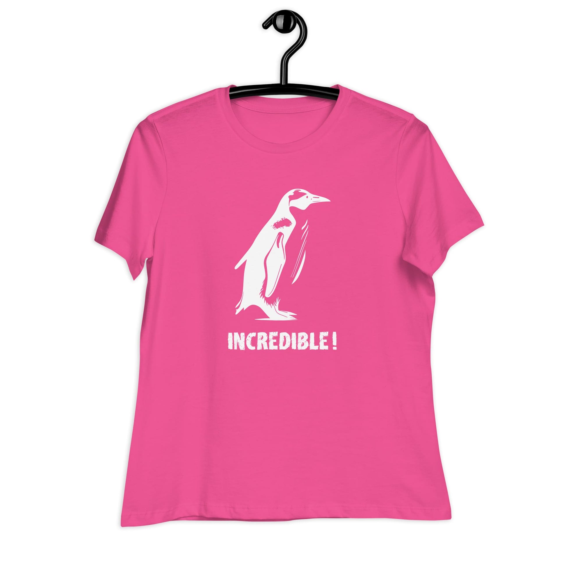 Penguins Are Incredible!” Penguin T-Shirt – White Print (Women’s) Berry / S