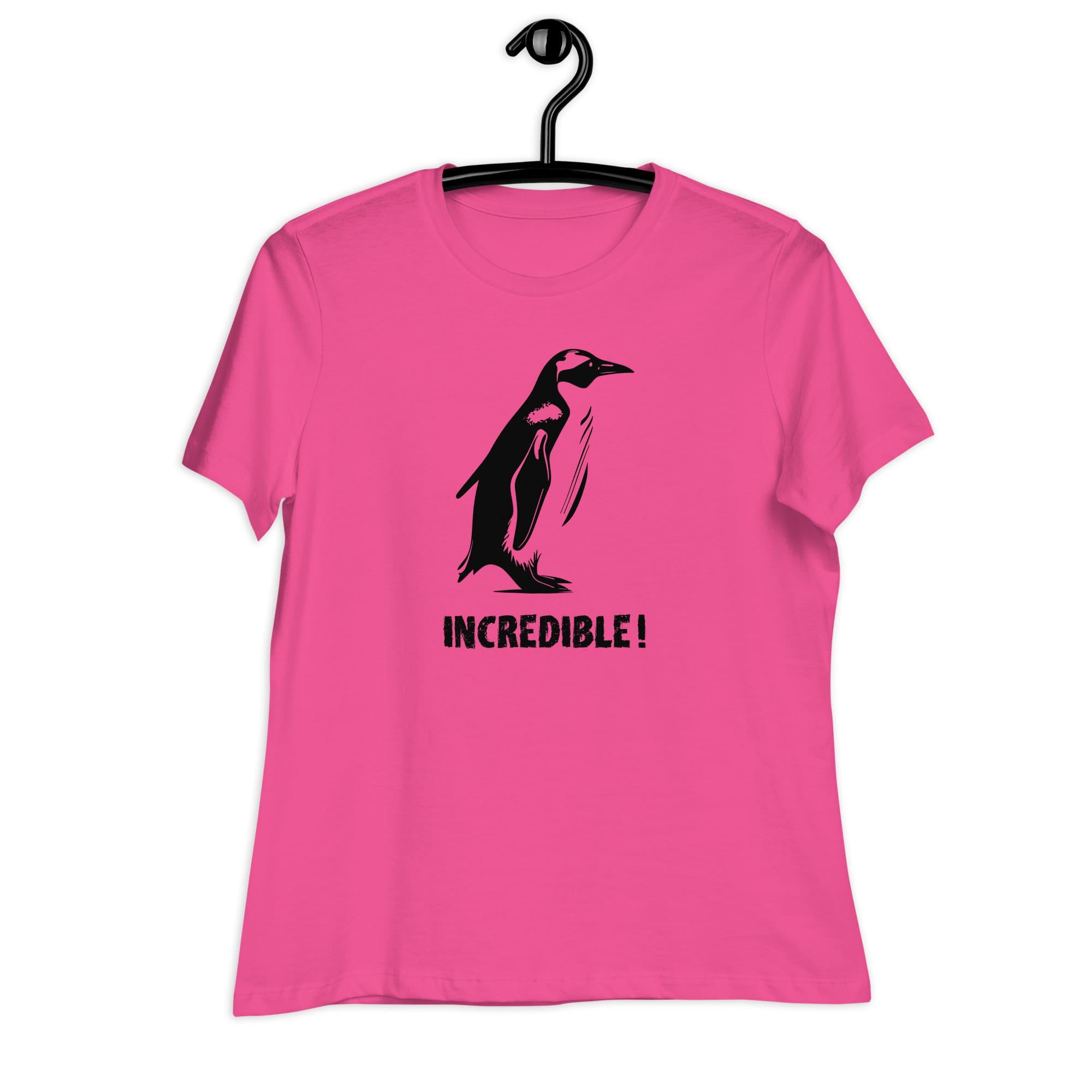 Penguins Are Incredible!” Penguins T-Shirt – Black Print (Women’s) Berry / S