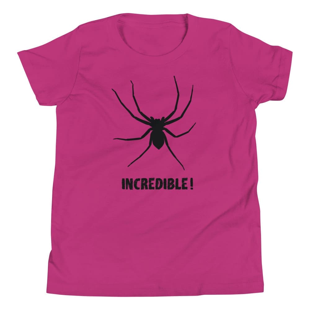 "Spiders Are Incredible" Spider T-Shirt for Youth/Kids (Black Print) Berry / S / --