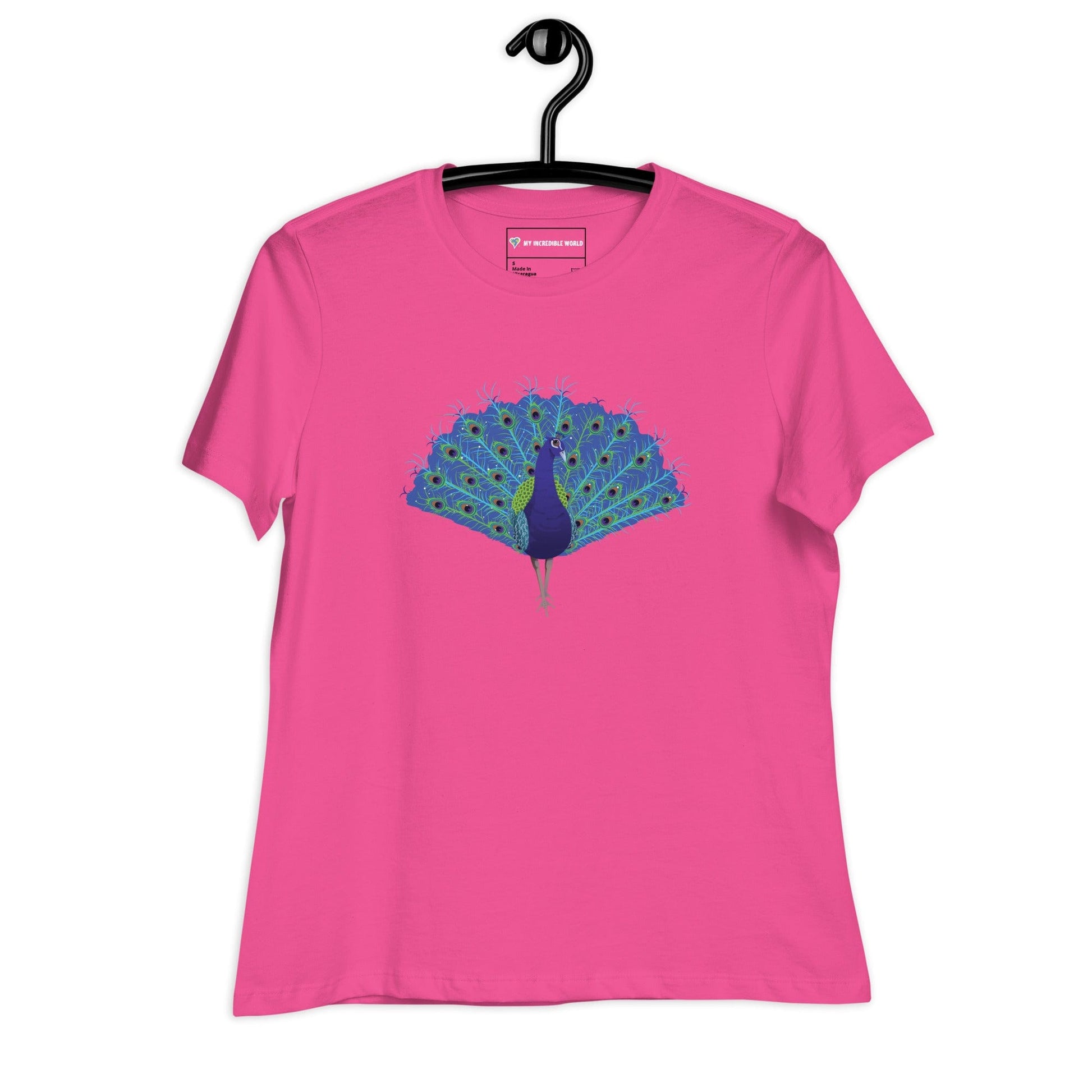 "Strut Your Stuff" Peacock T-Shirt (Women's) Berry / S