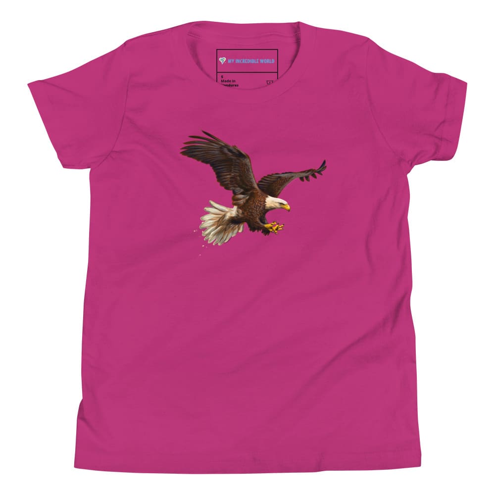 "Watercolor Bald Eagle" Bald Eagle T-Shirt (Youth/Kids) Berry / S