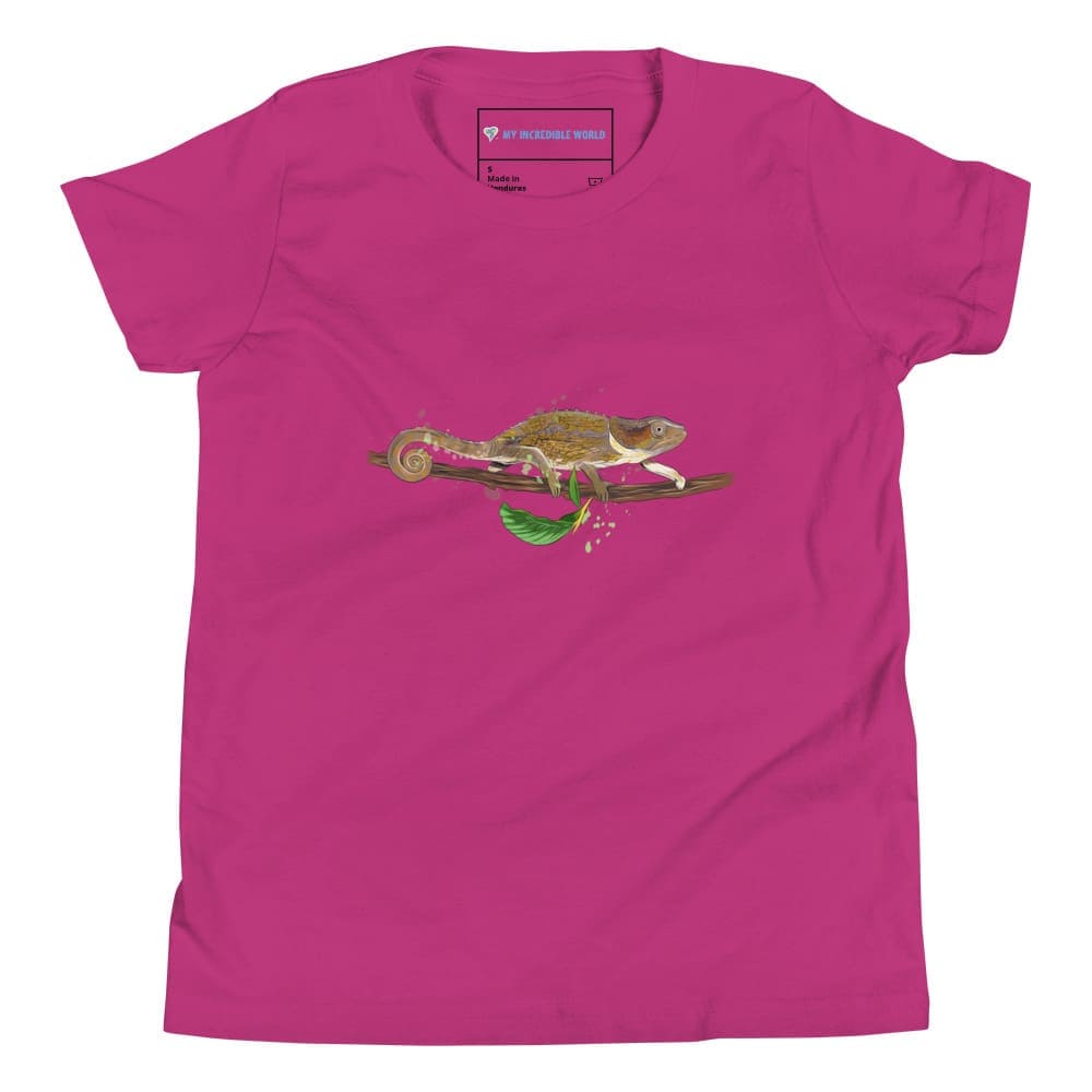 "Watercolor Chameleon" Chameleon T-Shirt (Youth/Kids) Berry / S