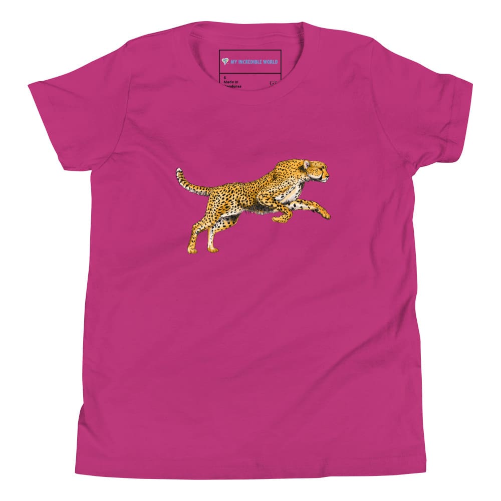 "Watercolor Cheetah" Cheetah T-Shirt (Youth/Kids) Berry / S