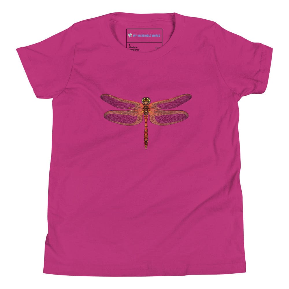 "Watercolor Dragonfly" Dragonfly T-Shirt (Youth/Kids) Berry / S