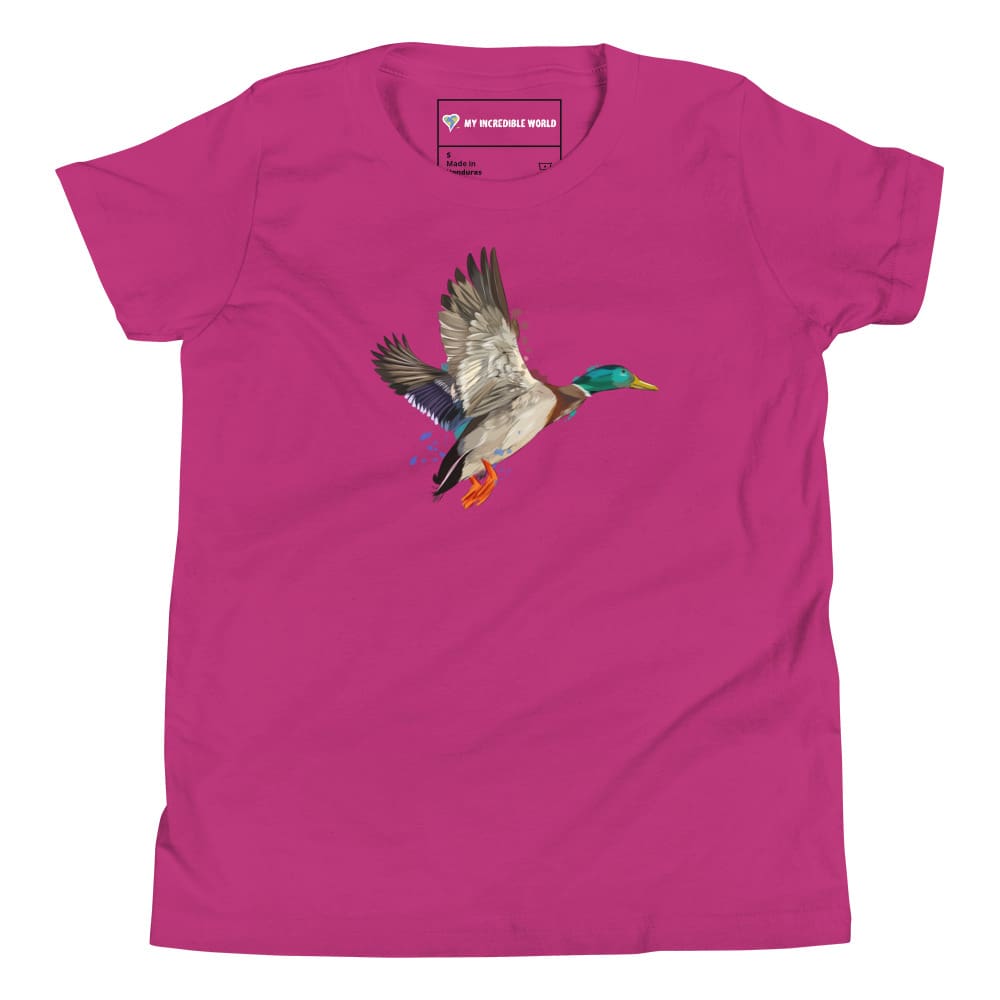 "Watercolor Duck" Mallard Duck T-Shirt (Youth/Kids) Berry / S