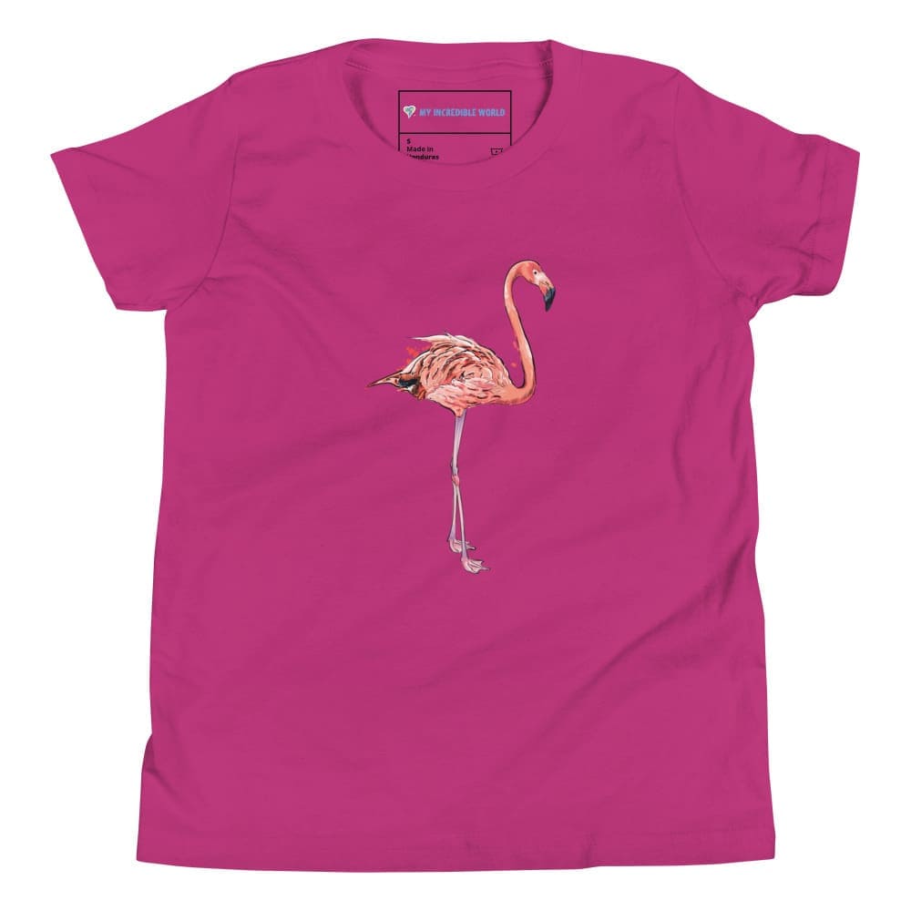 "Watercolor Flamingo" Flamingo T-Shirt (Youth/Kids) Berry / S