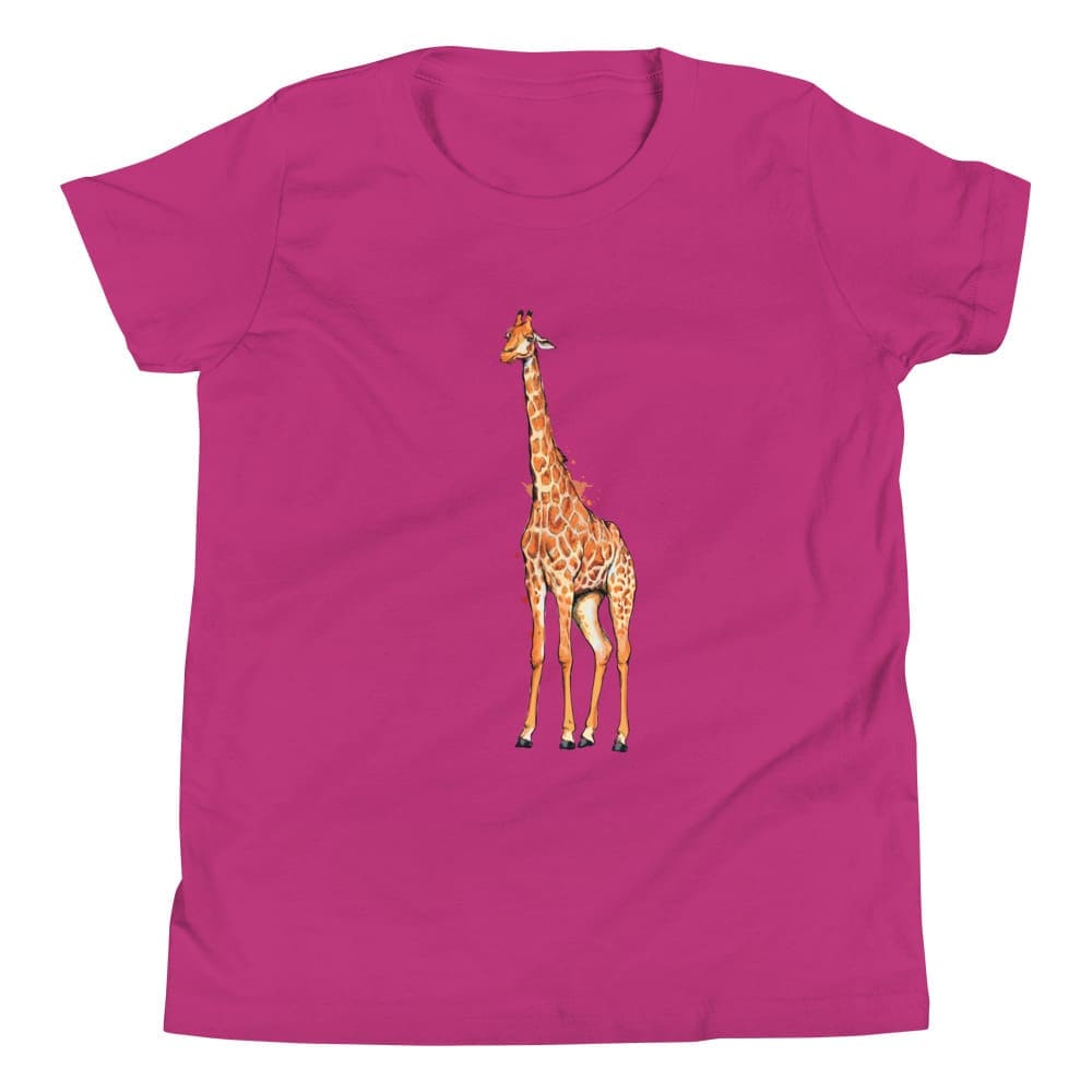 "Watercolor Giraffe" Giraffe T-Shirt (Youth/Kids) Berry / S