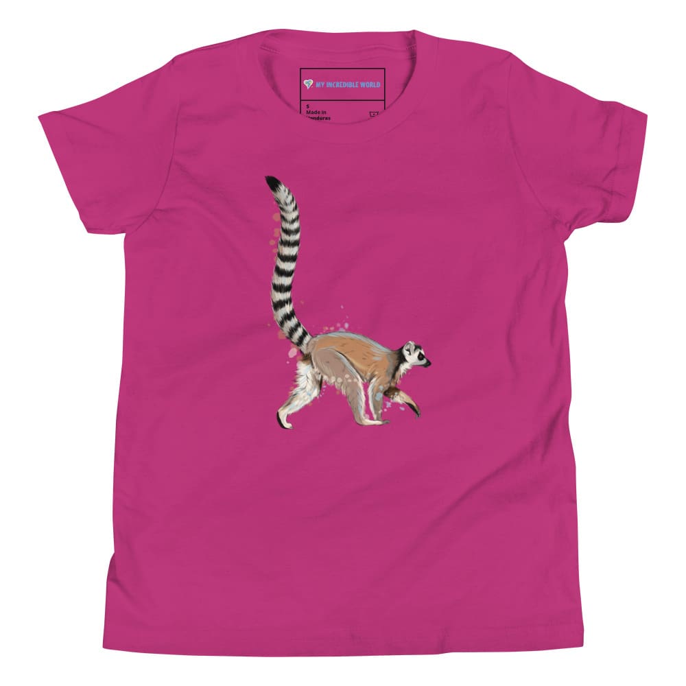 "Watercolor Lemur" Lemur T-Shirt (Youth/Kids) Berry / S