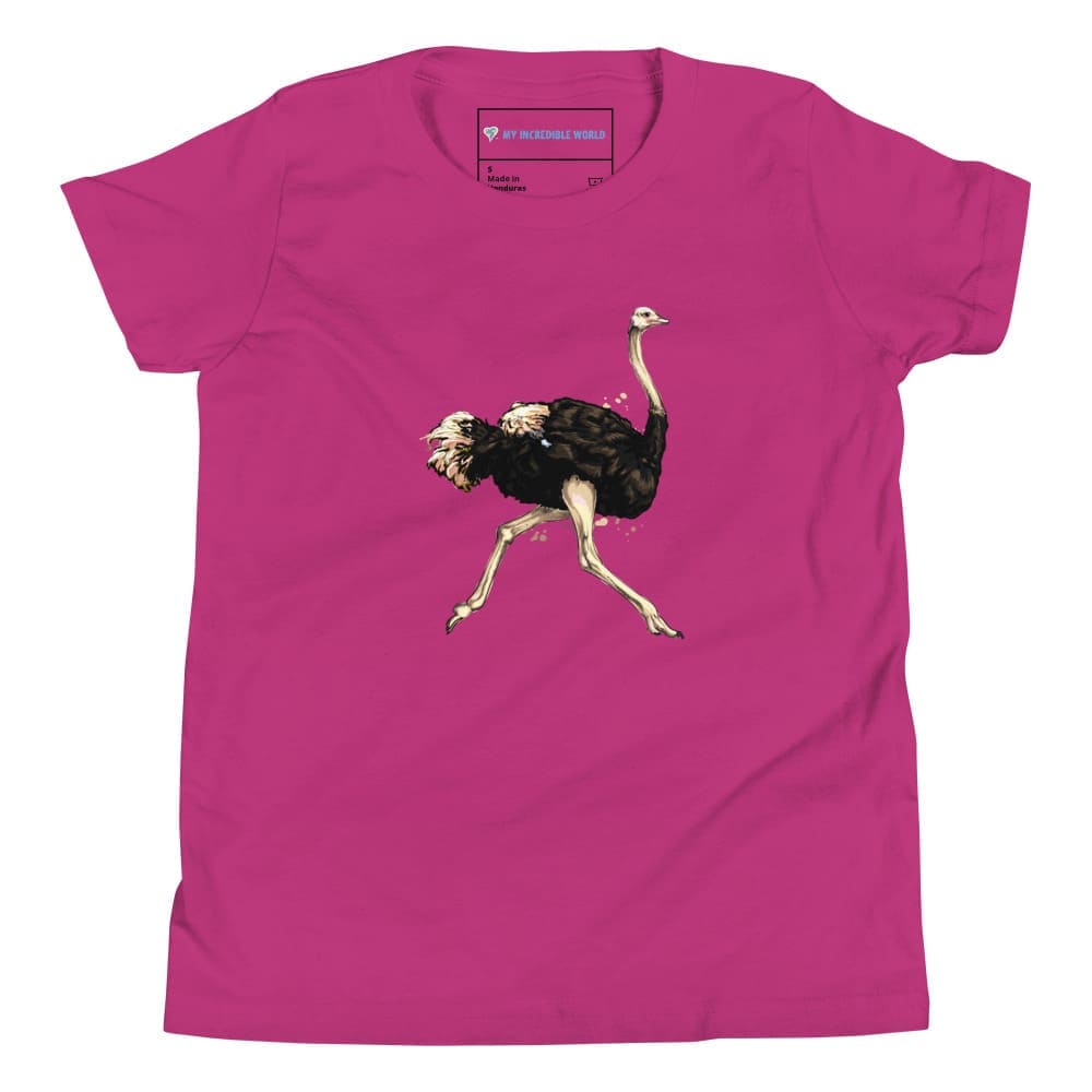 "Watercolor Ostrich" Ostrich T-Shirt (Youth/Kids) Berry / S