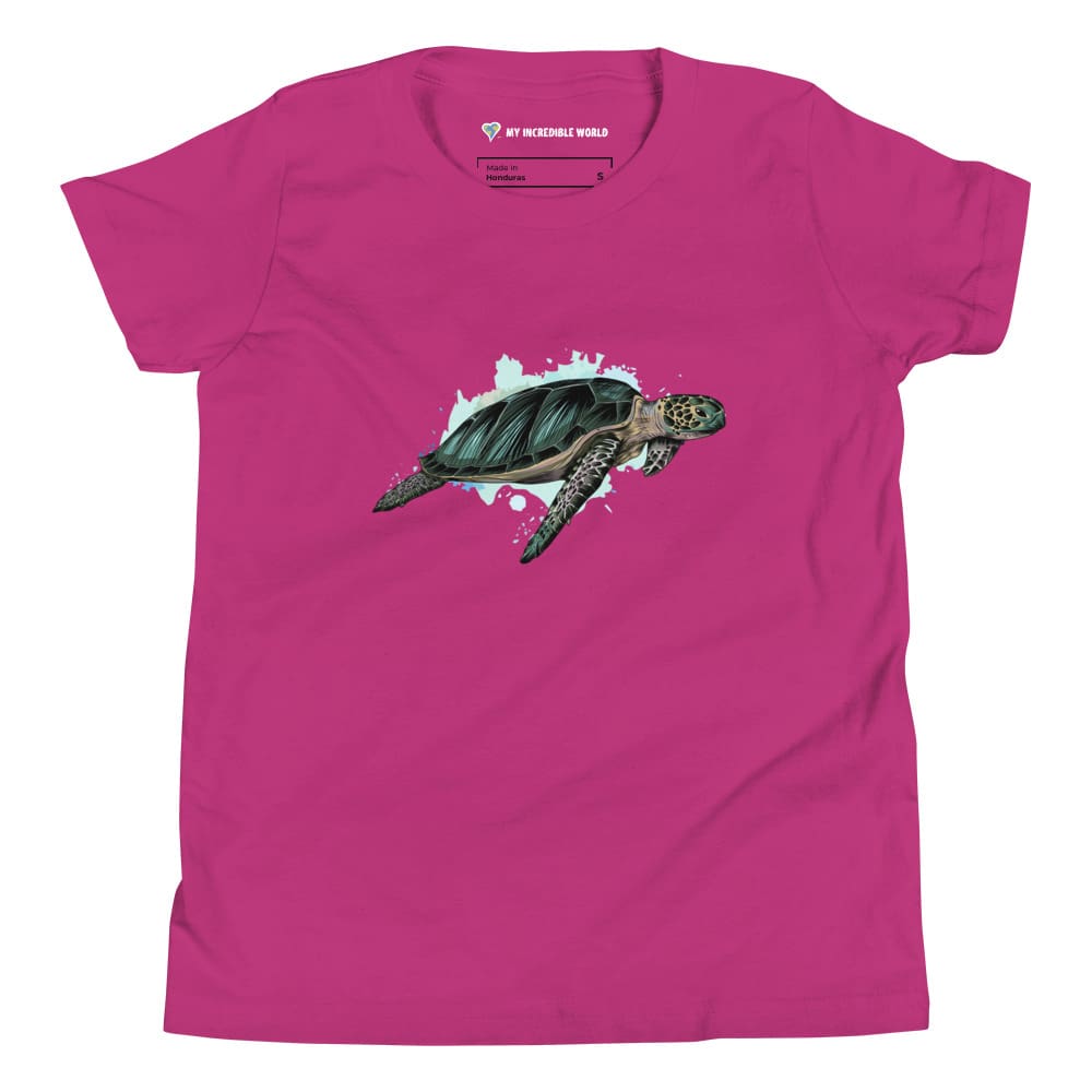 "Watercolor Sea Turtle" Sea Turtle T-Shirt (Youth/Kids) Berry / S