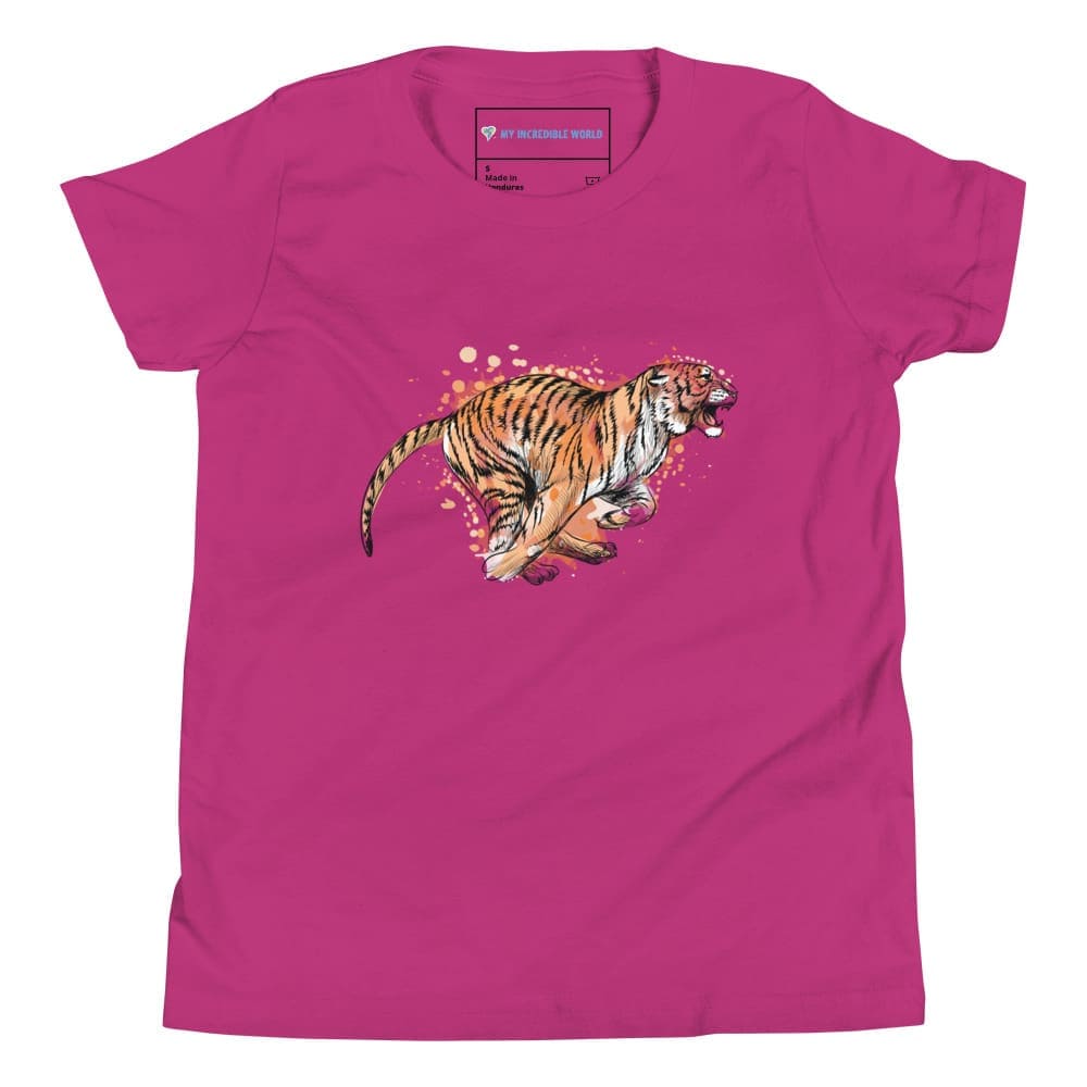 "Watercolor Tiger" Tiger T-Shirt (Youth/Kids) Berry / S