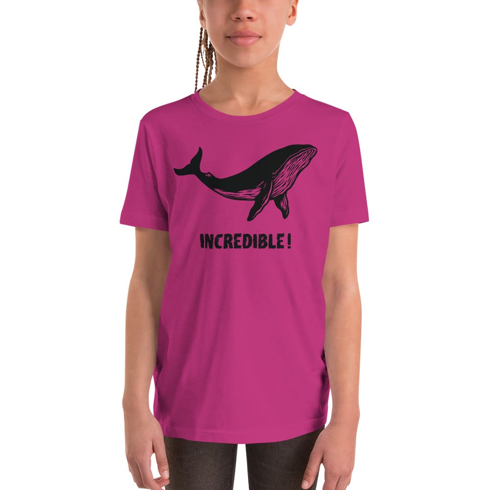 "Whales Are Incredible" Whale T-Shirt for Youth/Kids (Black Print) Berry / S