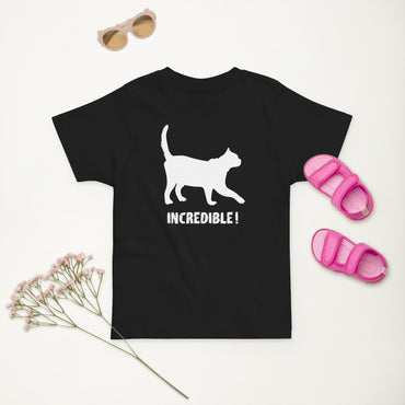 "Cats Are Incredible" Cat T-Shirt for Toddlers (White Print) Black / 2