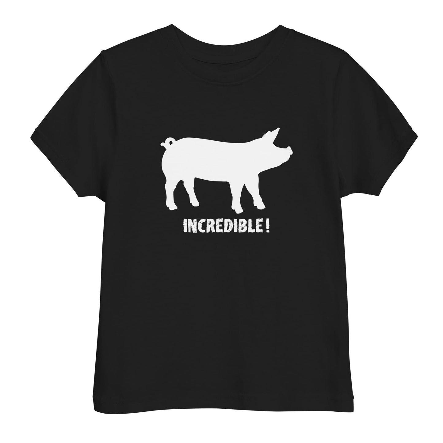 "Pigs Are Incredible" Pig T-Shirt for Toddlers (White Print) Black / 2