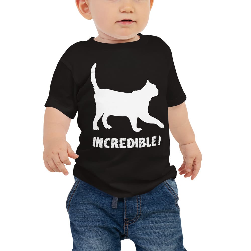 "Cats Are Incredible" Cat T-Shirt for Babies (White Print) Black / 6-12m