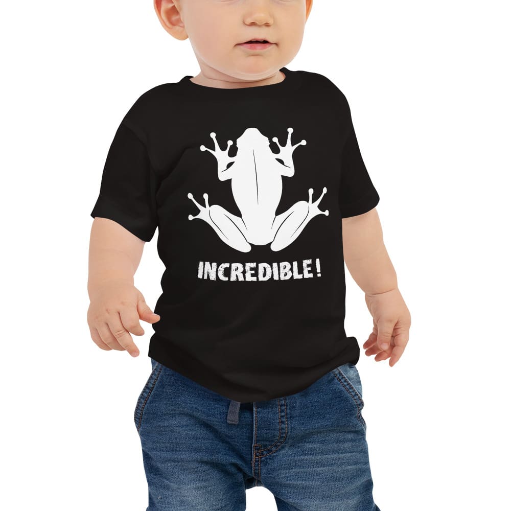 "Frogs Are Incredible" Frog T-Shirt for Babies (White Print) Black / 6-12m / --