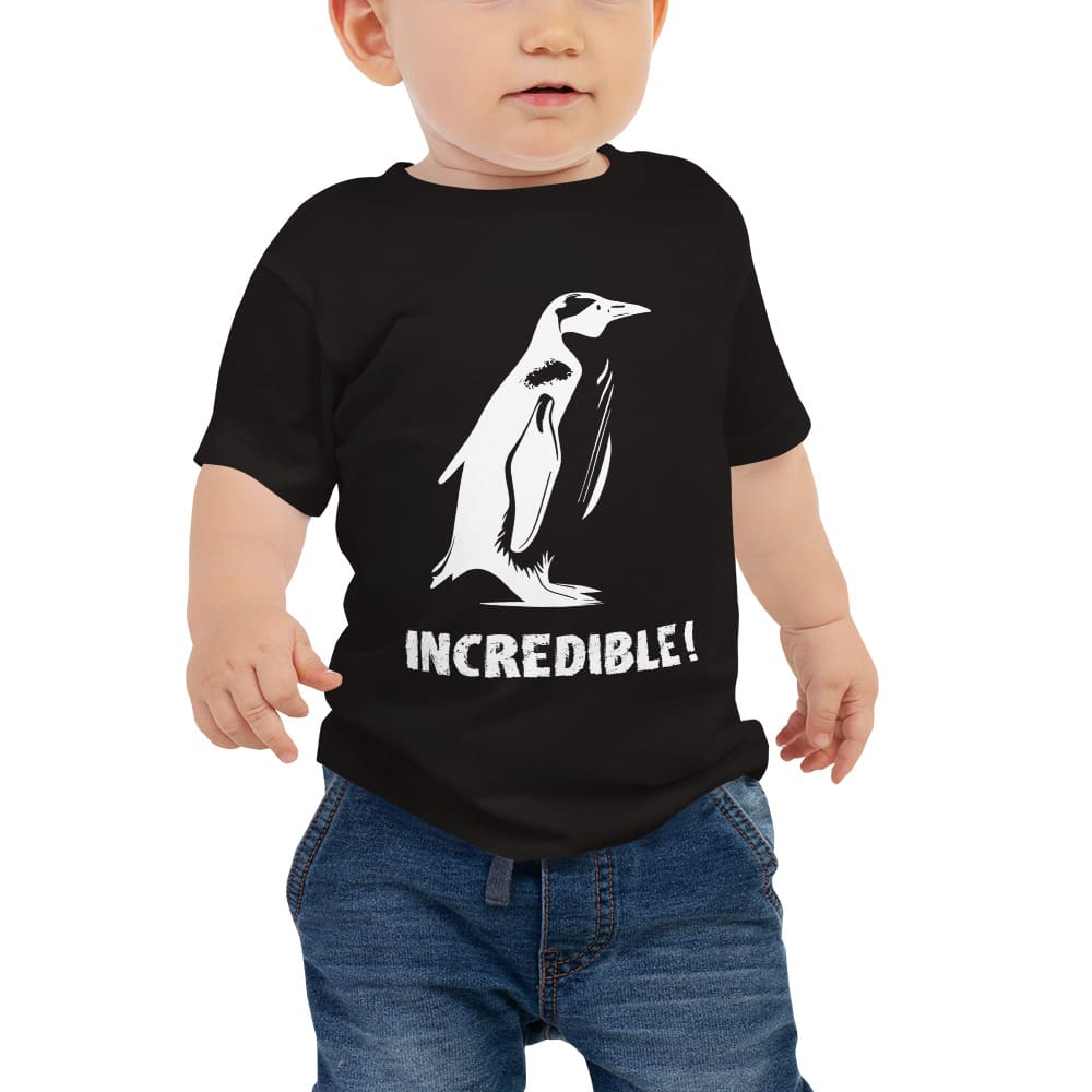 "Penguins Are Incredible" Penguin T-Shirt for Babies (White Print) Black / 6-12m