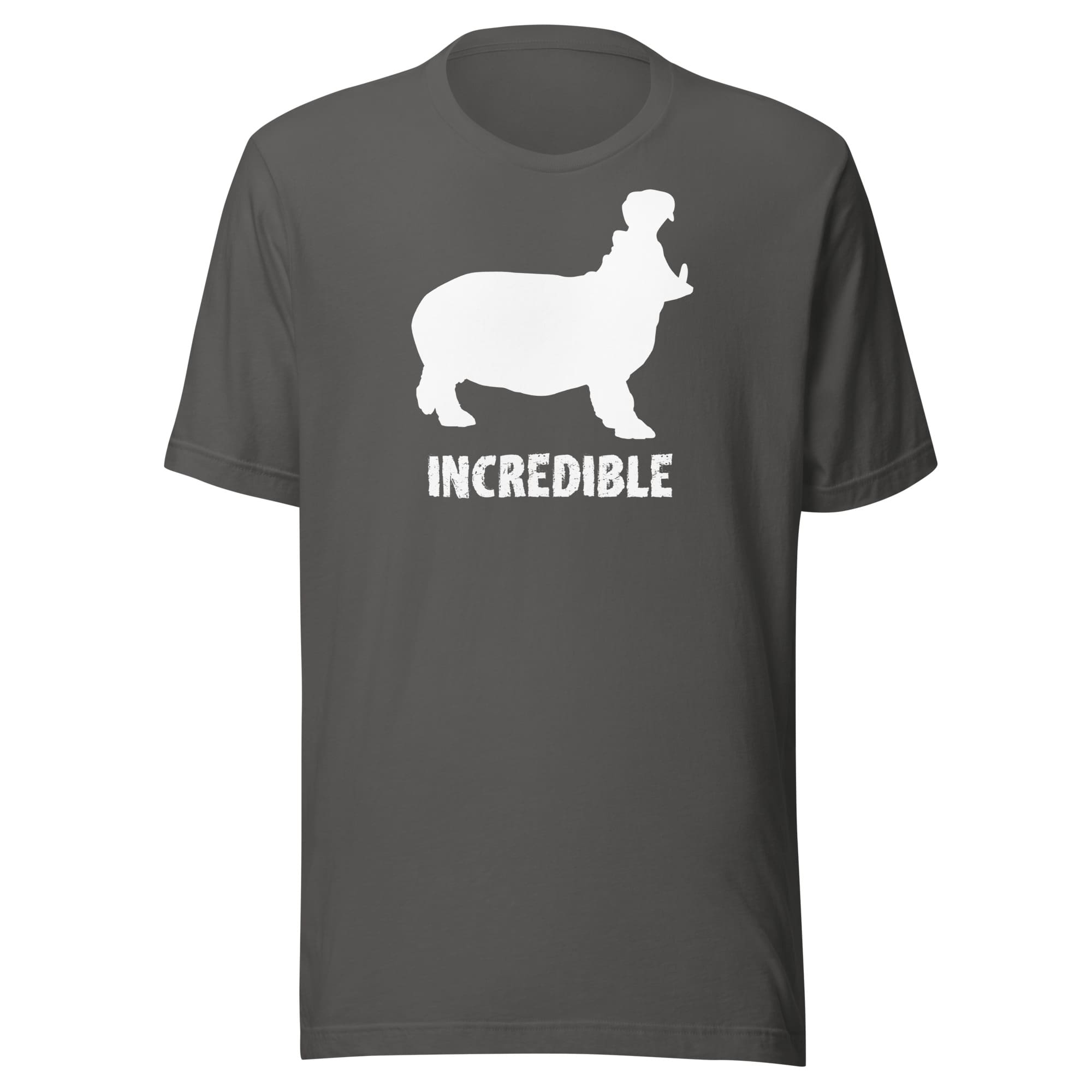 "Hippos are Incredible" T-Shirt - White Print (Adult Unisex) Black Heather / XS / --