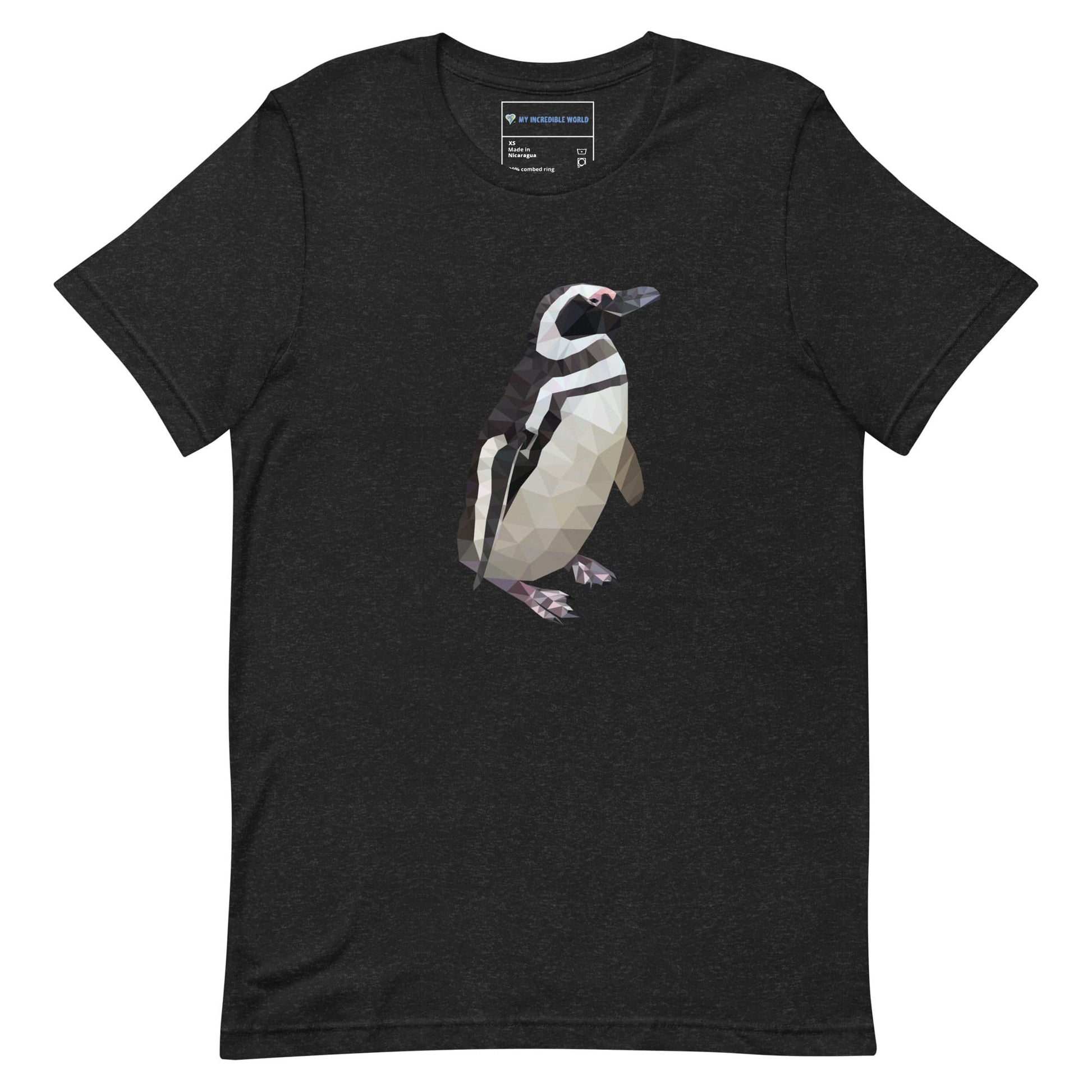 "Low-Poly Penguin" Polygonal Penguin T-Shirt (Adult Unisex) Black Heather / XS