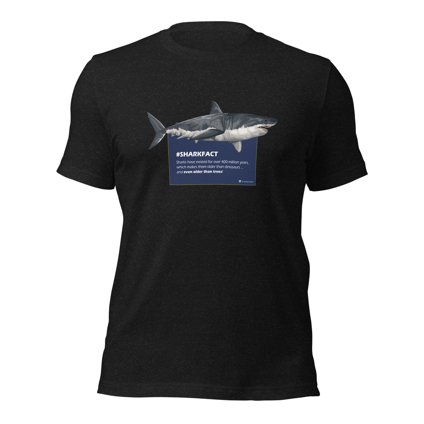 "#SHARKFACT Sharks Are Older Than Trees" Shark T-Shirt (Adult Unisex/Men's) Black Heather / XS