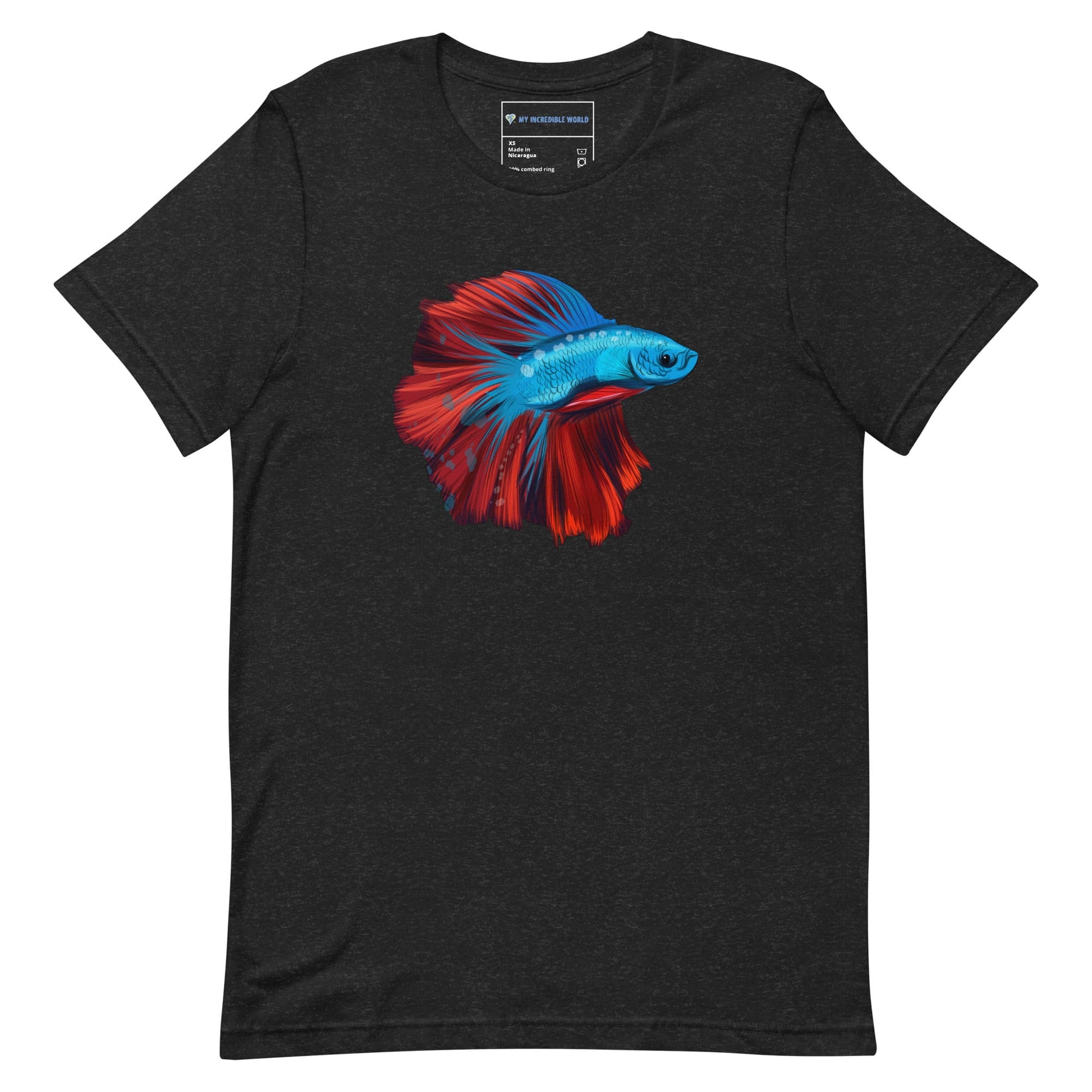 "Watercolor Betta" Betta Fish T-Shirt (Adult Unisex) Black Heather / XS