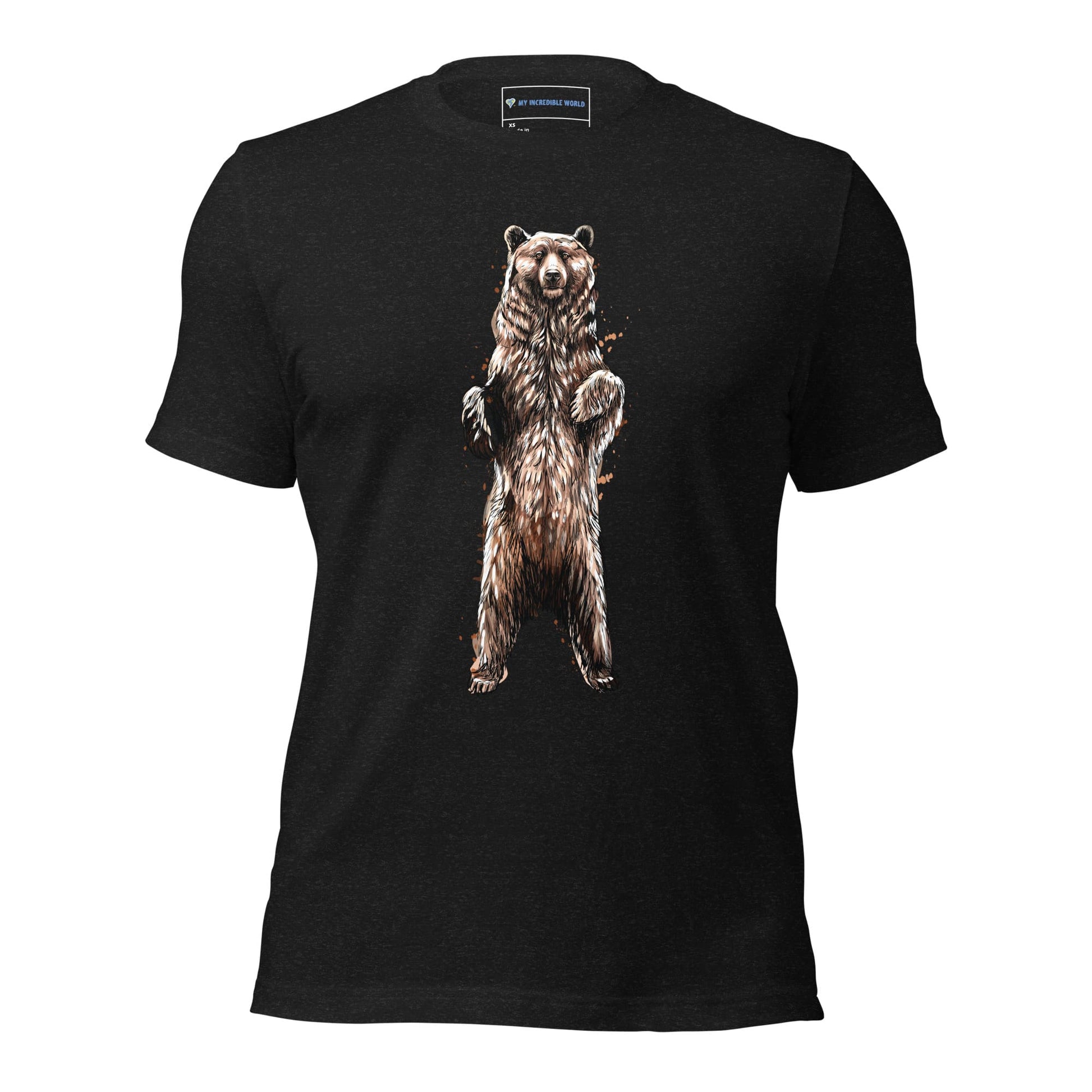 "Watercolor Brown Bear" Bear T-Shirt (Adult Unisex) Black Heather / XS