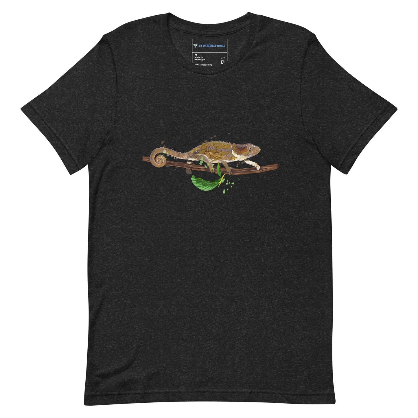 "Watercolor Chameleon" Chameleon T-Shirt (Adult Unisex) Black Heather / XS