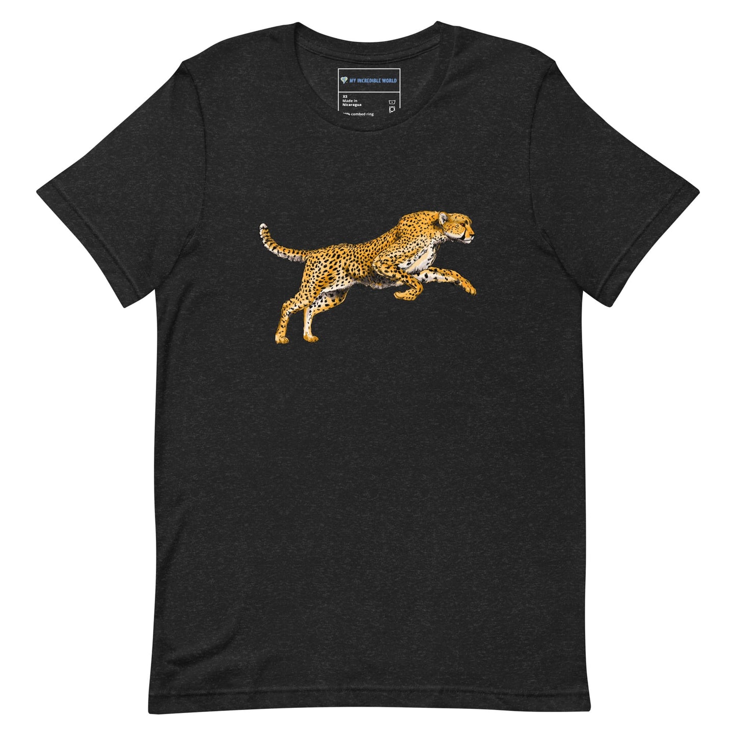 "Watercolor Cheetah" Cheetah T-Shirt (Adult Unisex) Black Heather / XS