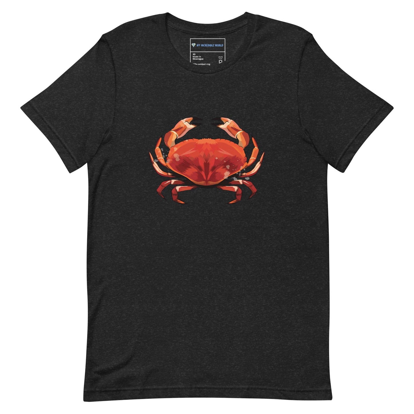 "Watercolor Crab" Crab T-Shirt (Adult Unisex) Black Heather / XS