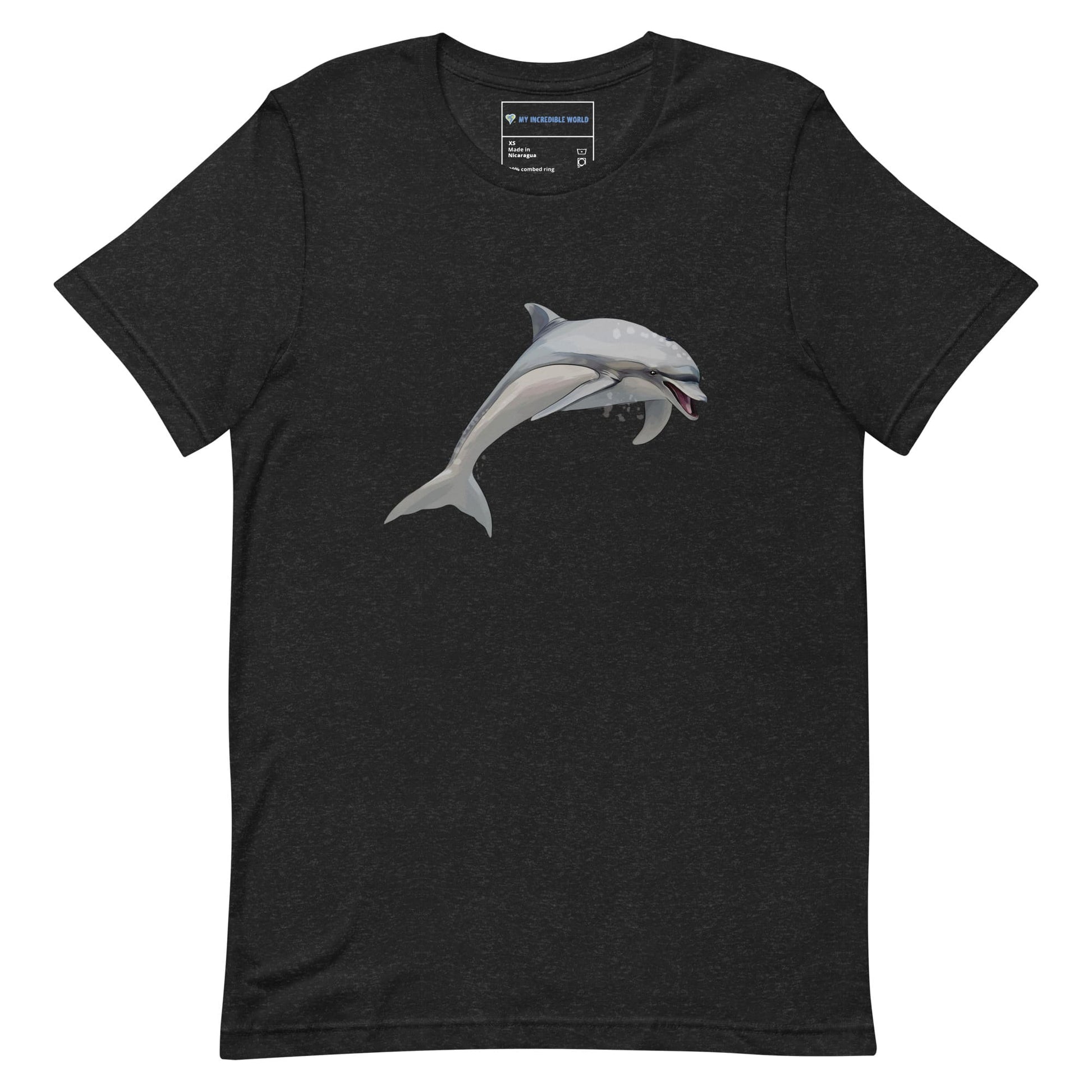 "Watercolor Dolphin" Dolphin T-Shirt (Adult Unisex) Black Heather / XS