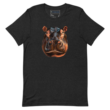 "Watercolor Hippopotamus" Hippo T-Shirt (Adult Unisex) Black Heather / XS