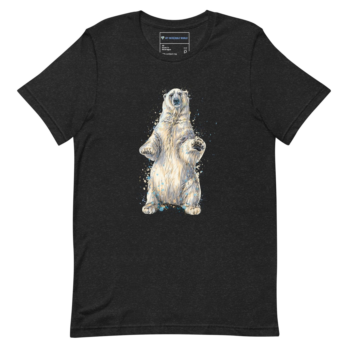 "Watercolor Polar Bear" Polar Bear T-Shirt (Adult Unisex) Black Heather / XS