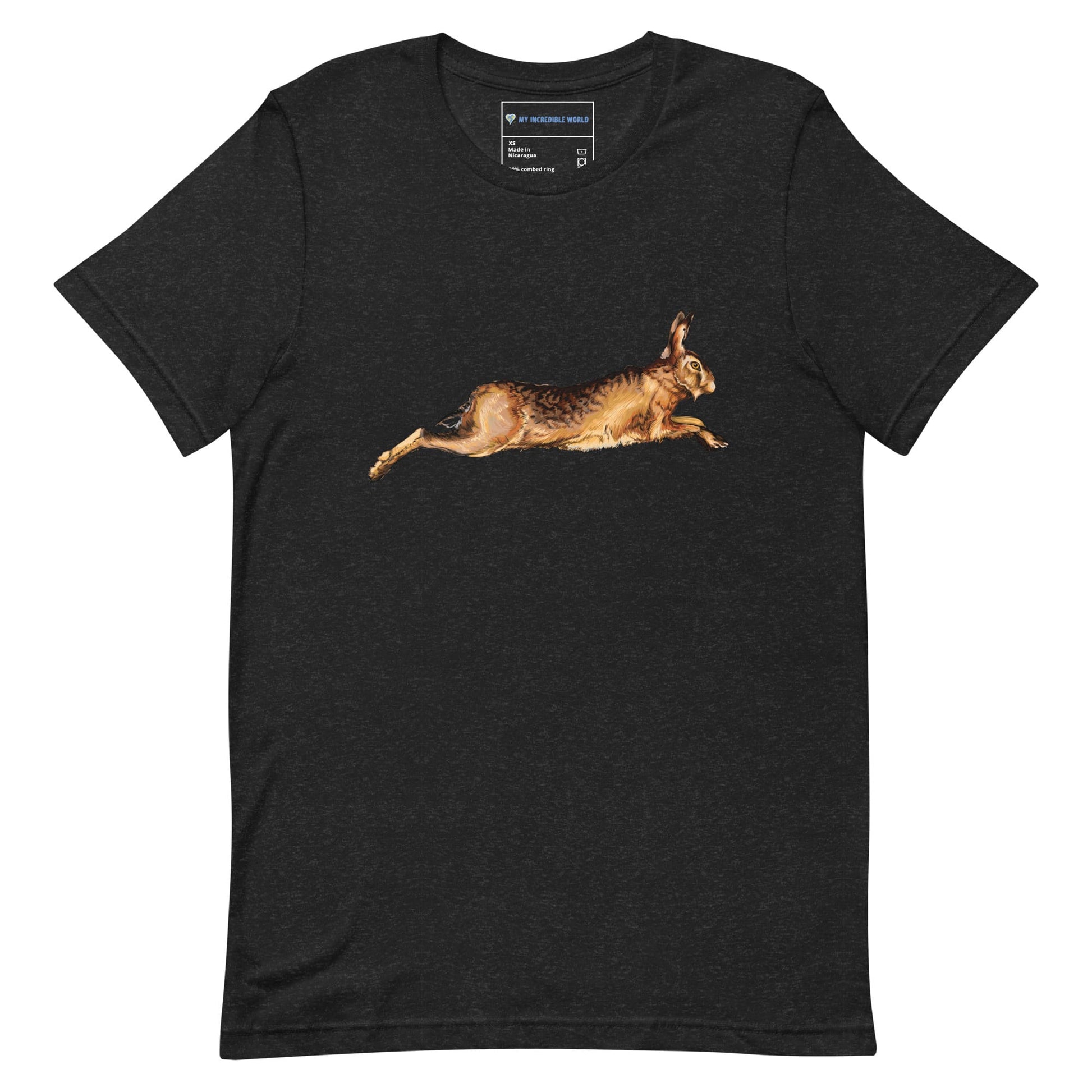 "Watercolor Rabbit" Rabbit T-Shirt (Adult Unisex) Black Heather / XS