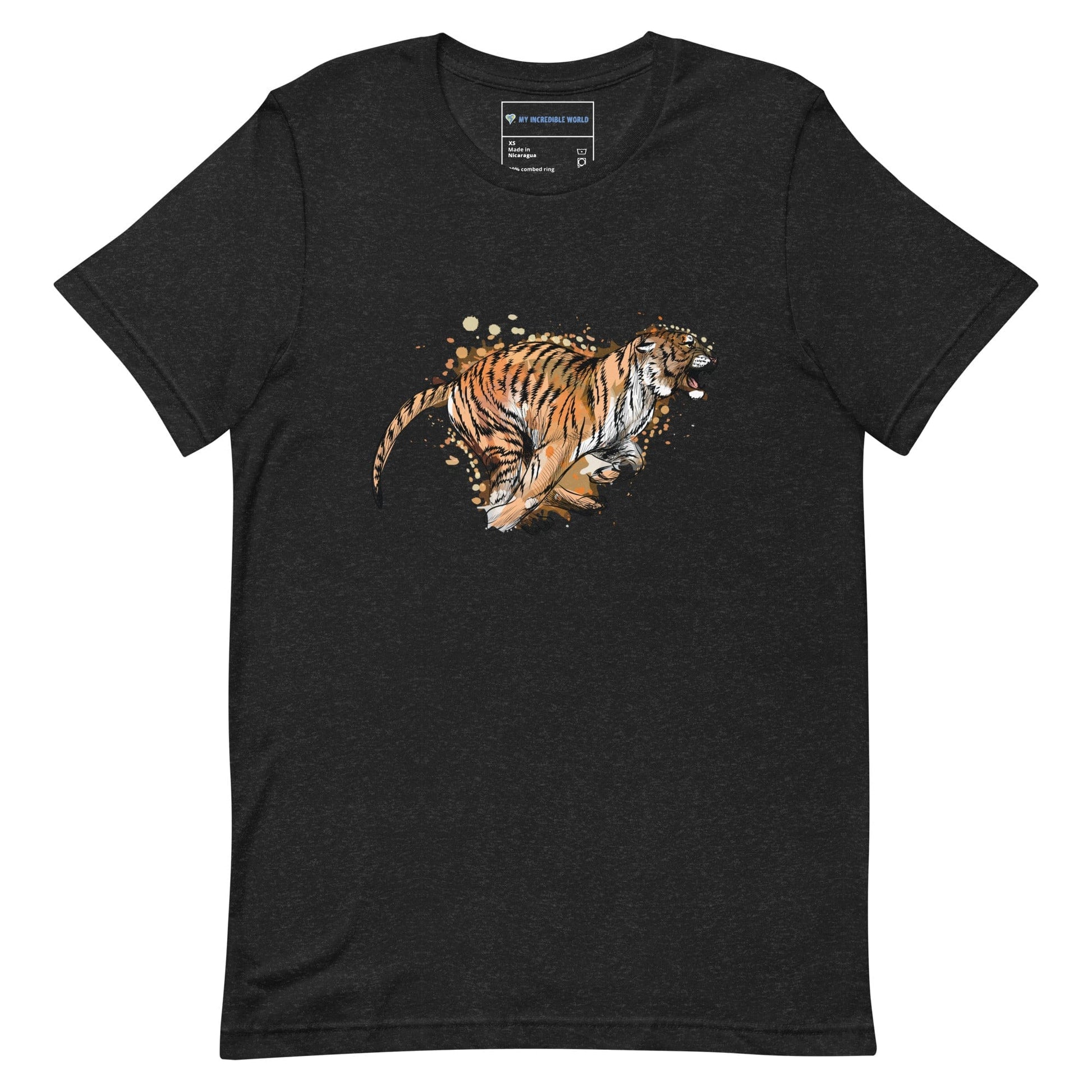 "Watercolor Tiger" Tiger T-Shirt (Adult Unisex) Black Heather / XS