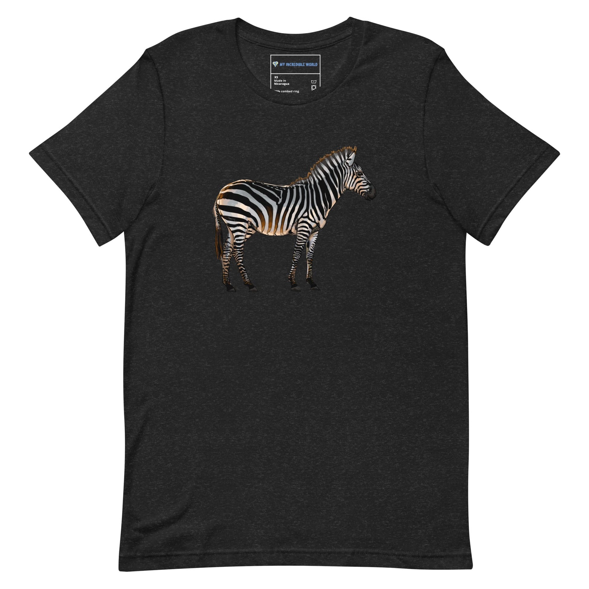 "Watercolor Zebra" Zebra T-Shirt (Adult Unisex) Black Heather / XS