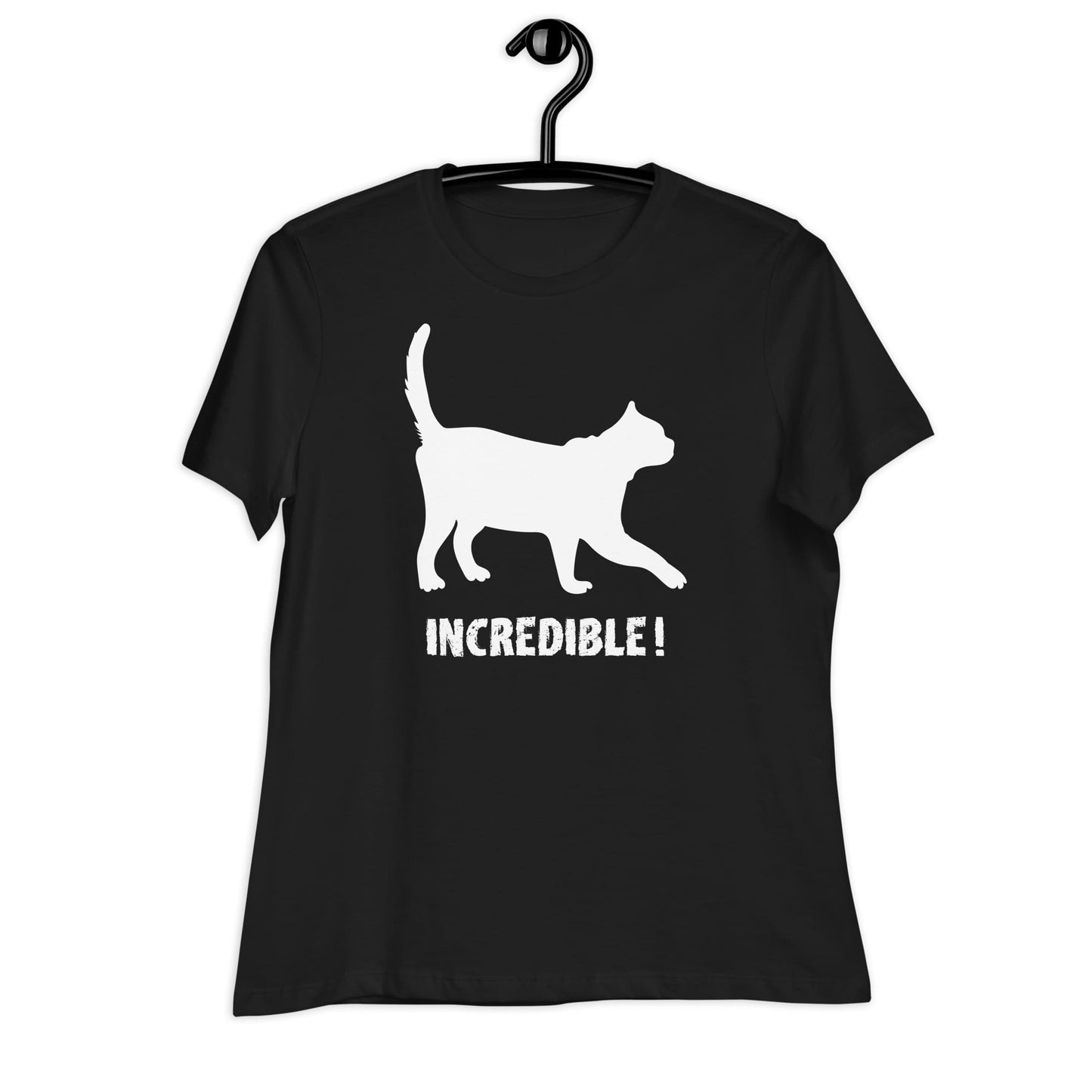 "Cats Are Incredible" Cat Shirt for Women (White Print) Black / S