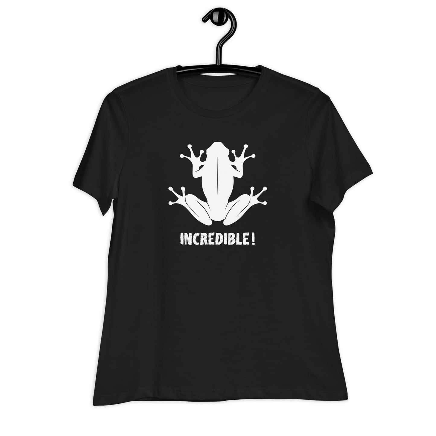 "Frogs Are Incredible" Frog T-Shirt for Women (White Print) Black / S