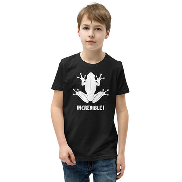 "Frogs Are Incredible" Frog T-Shirt for Youth/Kids (White Print) Black / S