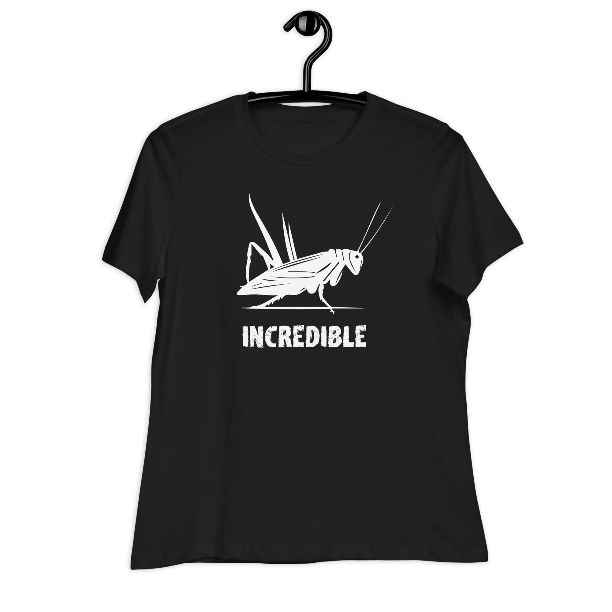 "Grasshoppers Are Incredible" Grasshopper T-Shirt for Women (White Print) Black / S