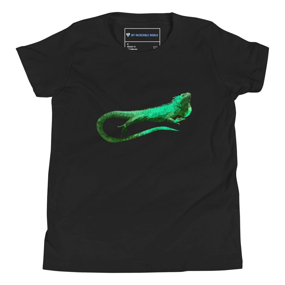 "Low-Poly Iguana" Polygonal Iguana T-Shirt (Youth/Kids) Black / S