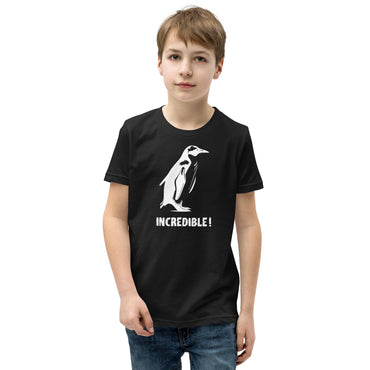 "Penguins Are Incredible" Penguin T-Shirt for Kids/Youth (White Print) Black / S