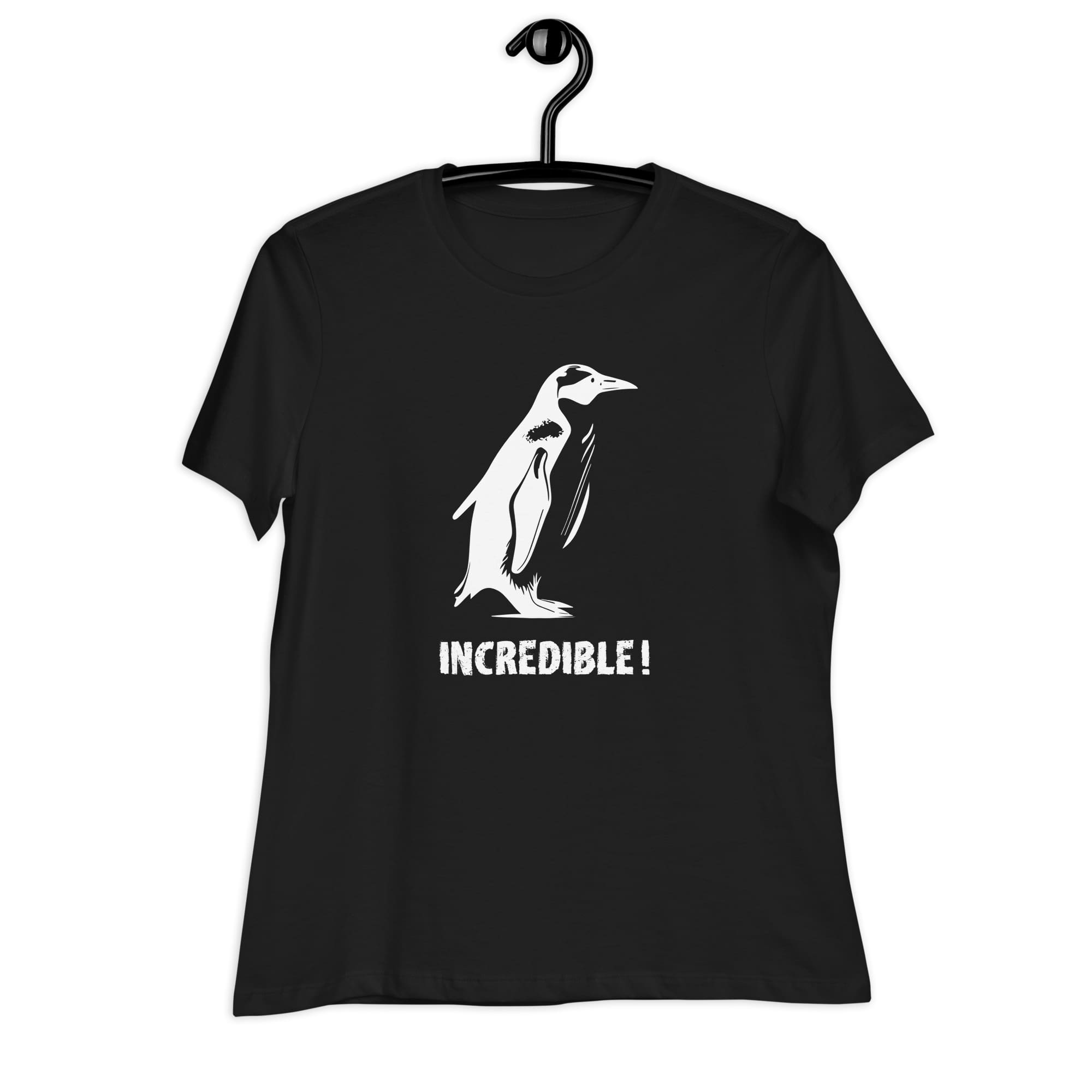 Penguins Are Incredible!” Penguin T-Shirt – White Print (Women’s) Black / S