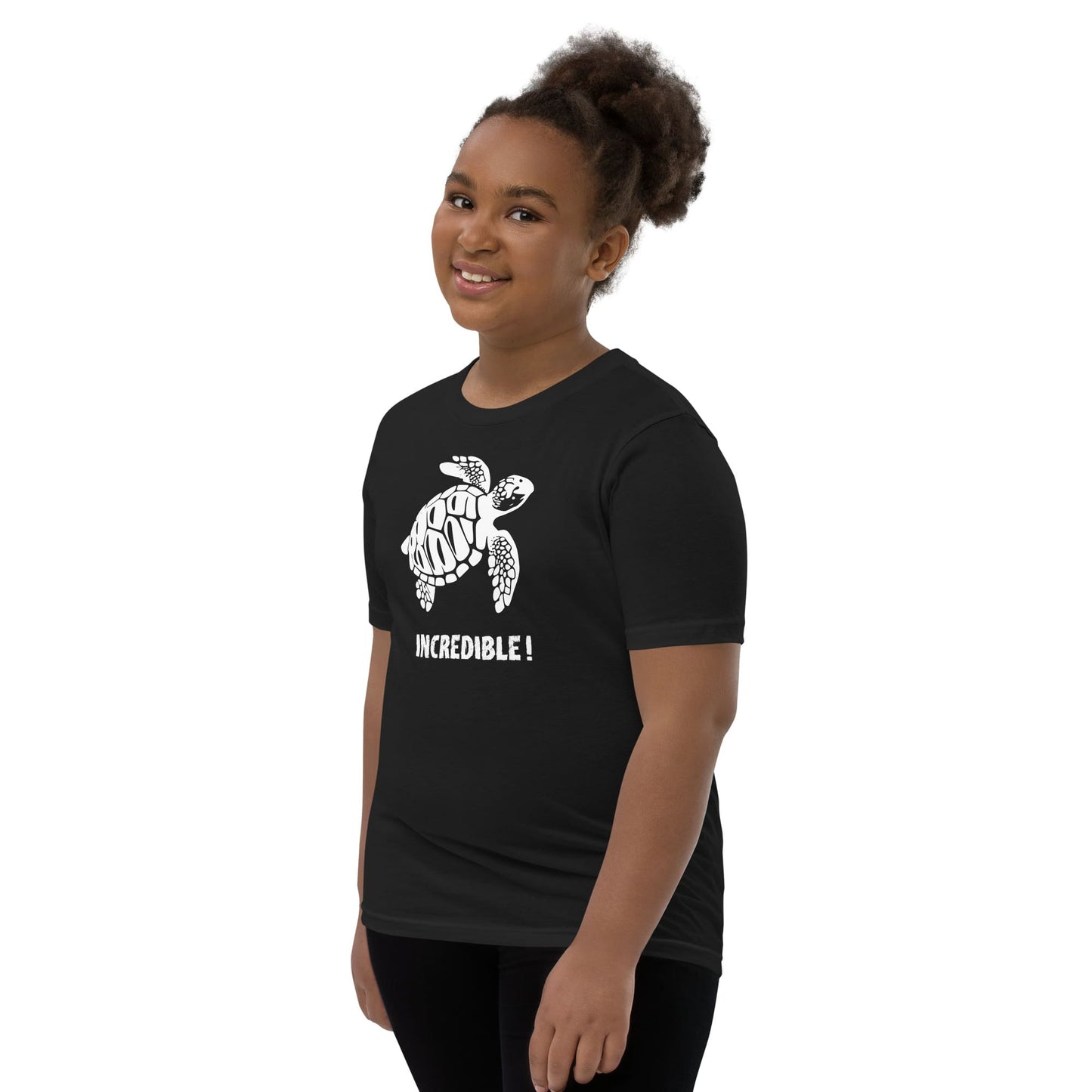 "Sea Turtles Are Incredible" Sea Turtle T-Shirt for Youth/Kids (White Print) Black / S