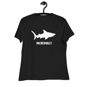 "Sharks Are Incredible" Shark T-Shirt for Women (White Print) Black / S