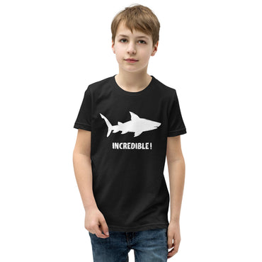 "Sharks Are Incredible" Shark T-Shirt for Youth/Kids (White Print) Black / S