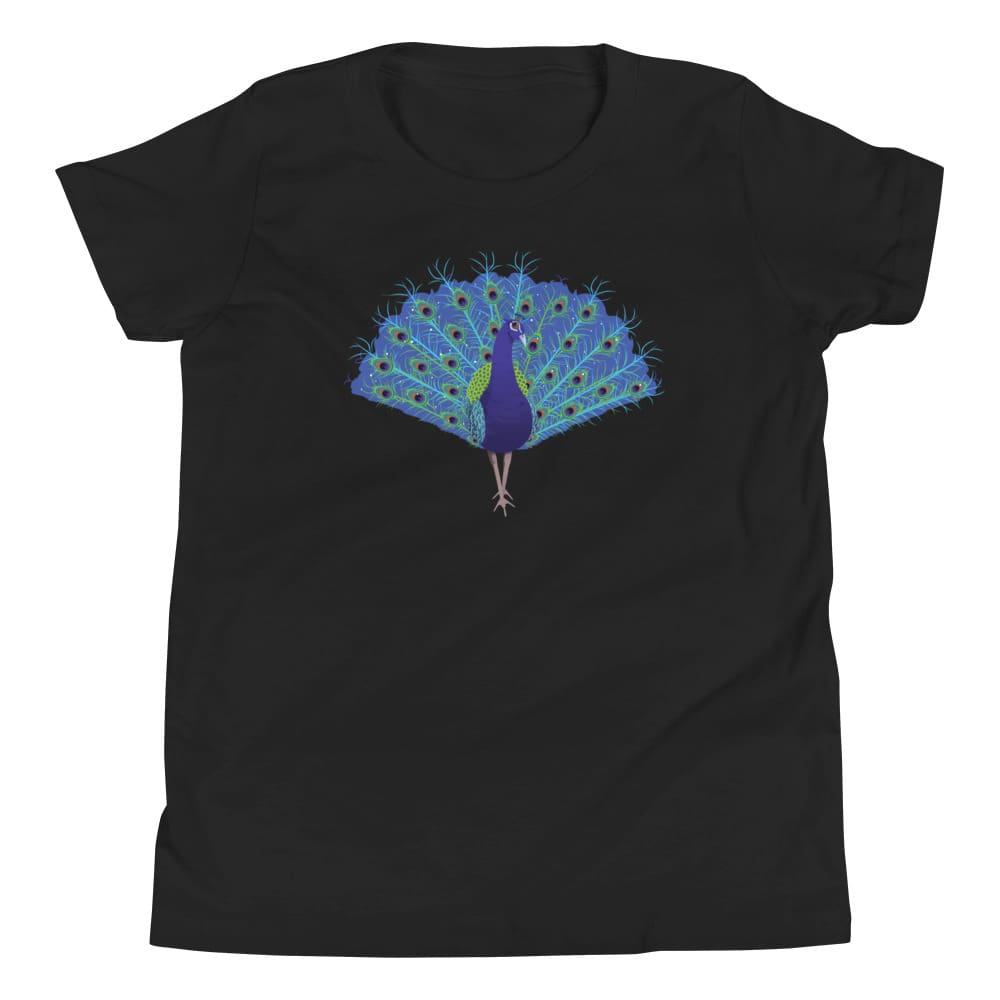 "Strut Your Stuff" Peacock T-Shirt for Kids/Youth Black / S