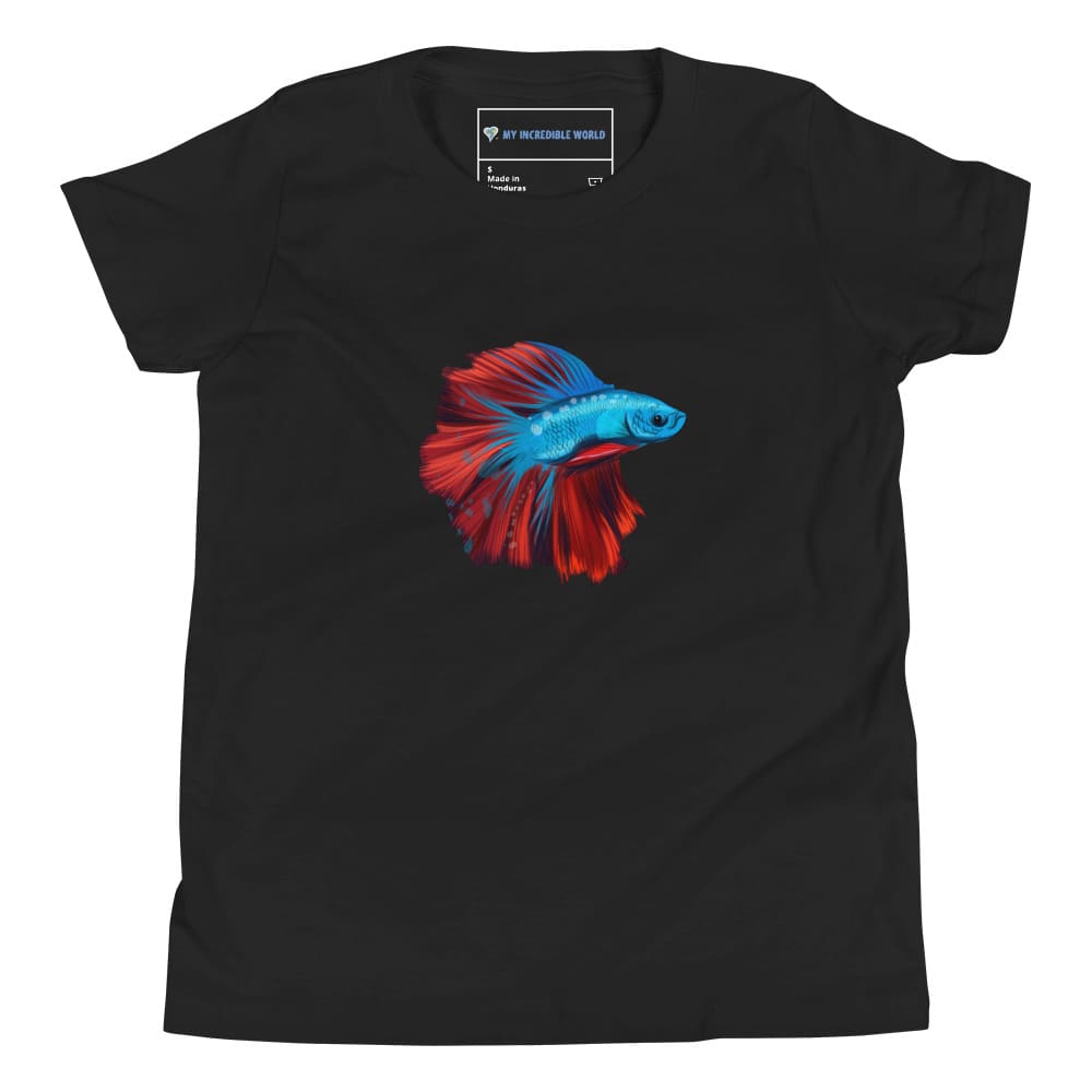 "Watercolor Betta" Betta Fish T-Shirt (Youth/Kids) Black / S