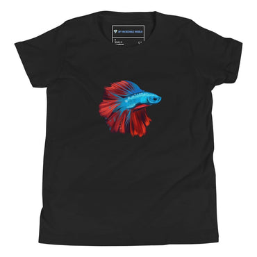 "Watercolor Betta" Betta Fish T-Shirt (Youth/Kids) Black / S