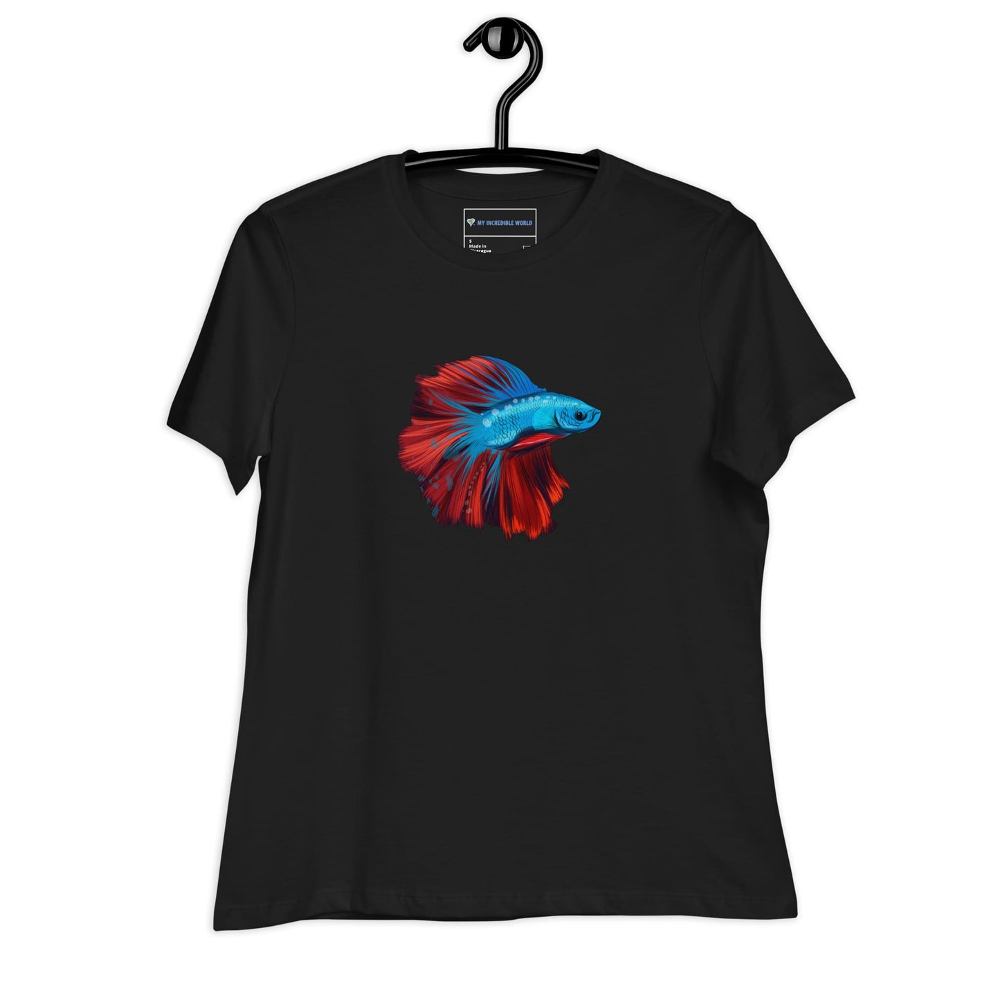 "Watercolor Betta" Women's Betta Fish T-Shirt Black / S